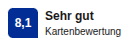 Check24 Kartenbewertung: 8,1 von 10, Gesamturteil «sehr gut» (05/2026).