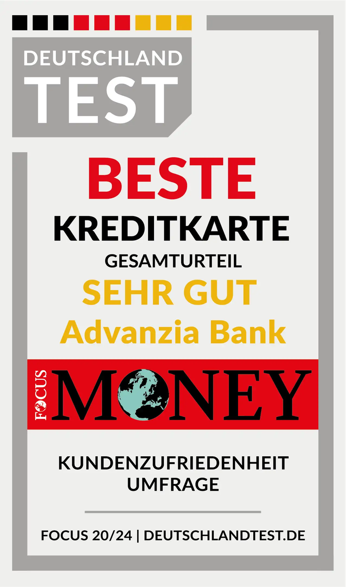 Focus Money: Beste Kreditkarte, Gesamturteil «sehr gut» (Focus 20/2024).