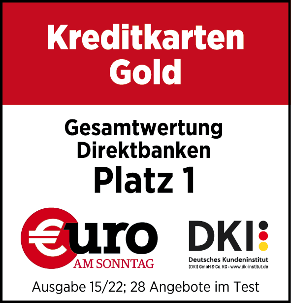 Hanseatic Bank GoldCard: Direktbanken Platz 1 (€uro am Sonntag 04.2022).